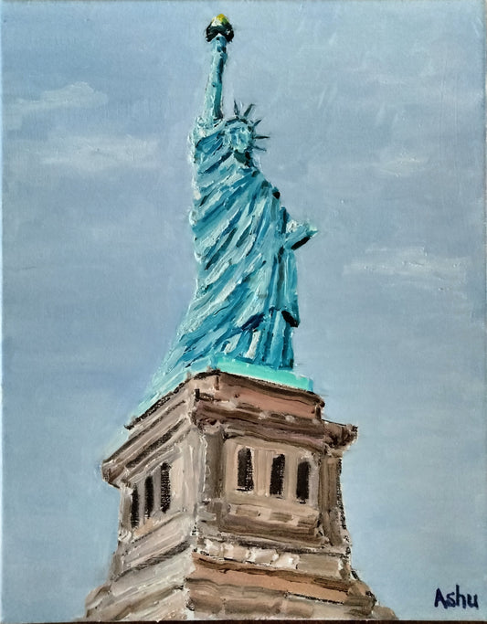 Painting of the Statue of Liberty, Elis Island, New York