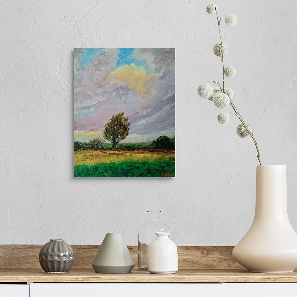 "Lone Tree under the Golden Cloud"