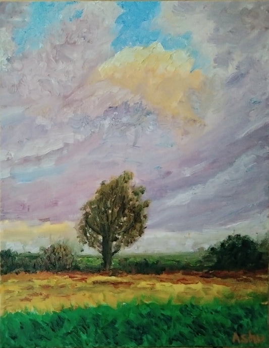 "Lone Tree under the Golden Cloud"