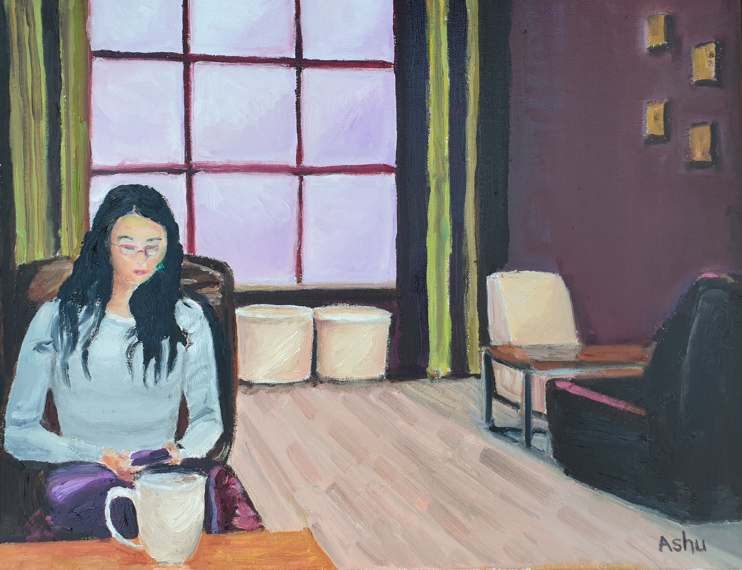 Woman in a Café - Ashu's Art